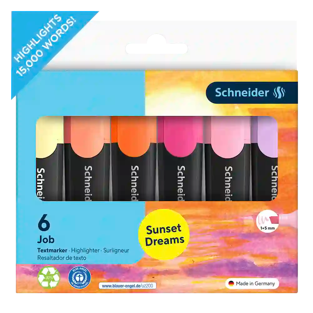 Schneider Job Pastel Highlighters, Sunset Dreams, Wallet 6 pieces - Assorted