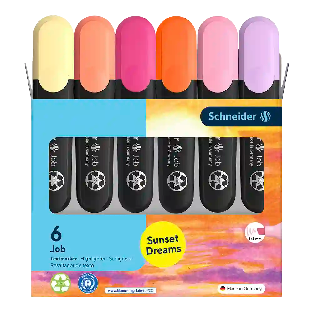 Schneider Job Pastel Highlighters, Sunset Dreams, Wallet 6 pieces - Assorted
