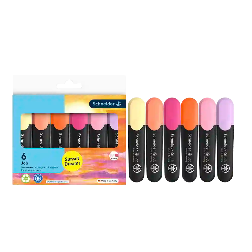 Schneider Job Pastel Highlighters, Sunset Dreams, Wallet 6 pieces - Assorted