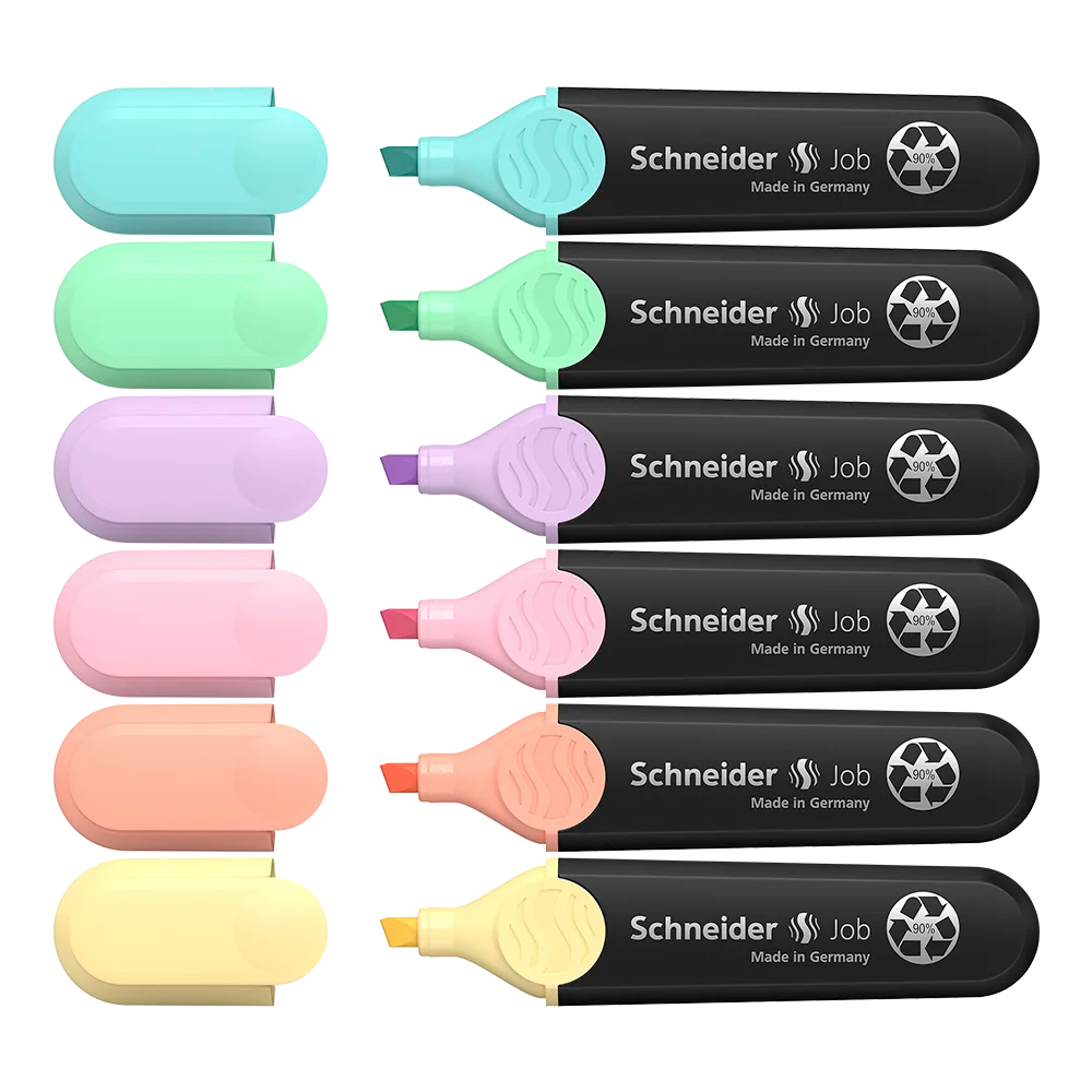 Job Pastel Highlighters, Wallet 6 pieces - Assorted