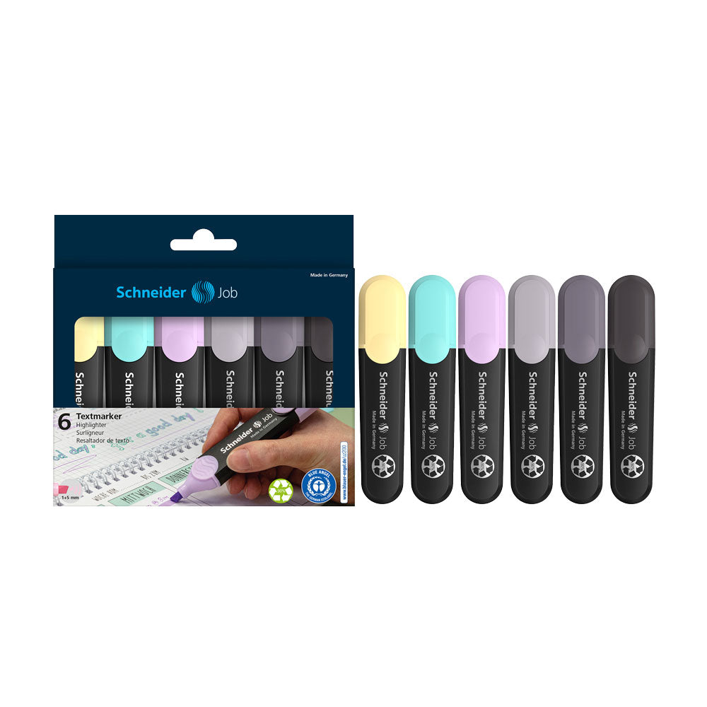 Job Pastel Highlighters (Gray Edition), Wallet 6 pieces - Assorted