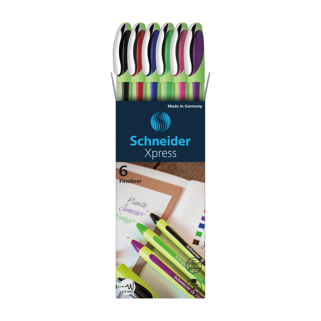 Xpress Fineliners 0.8mm, Box of 6, Assorted