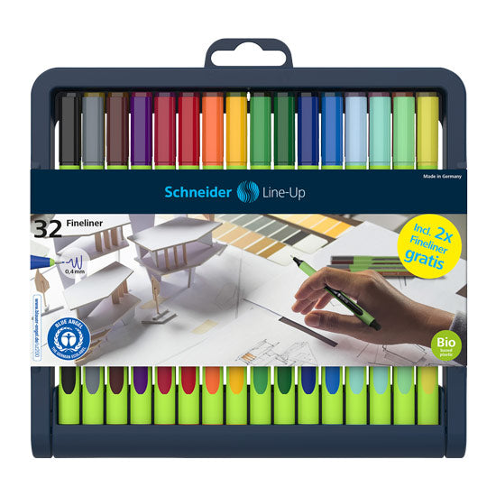 Line-Up Fineliners 0.4mm with Case stand, 32 pieces