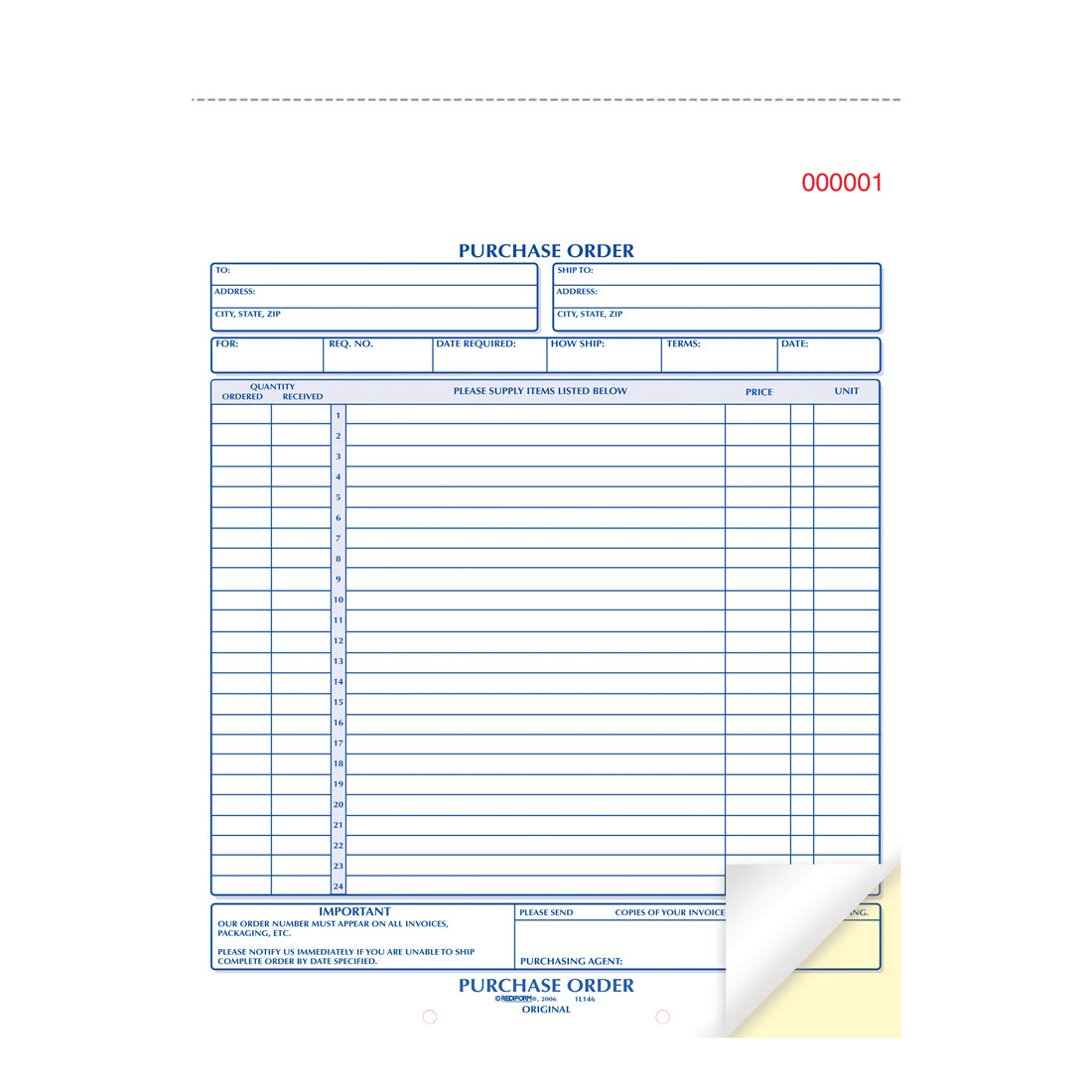 Purchase Order Book 1L146