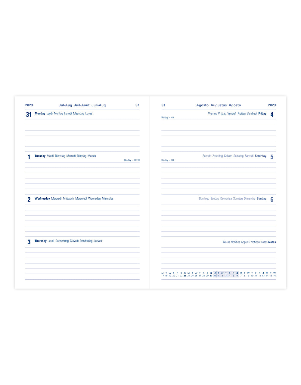 Dazzle A5 Week to View Planner 2023-2024 - Multilanguage - Black - Letts of London#color_black