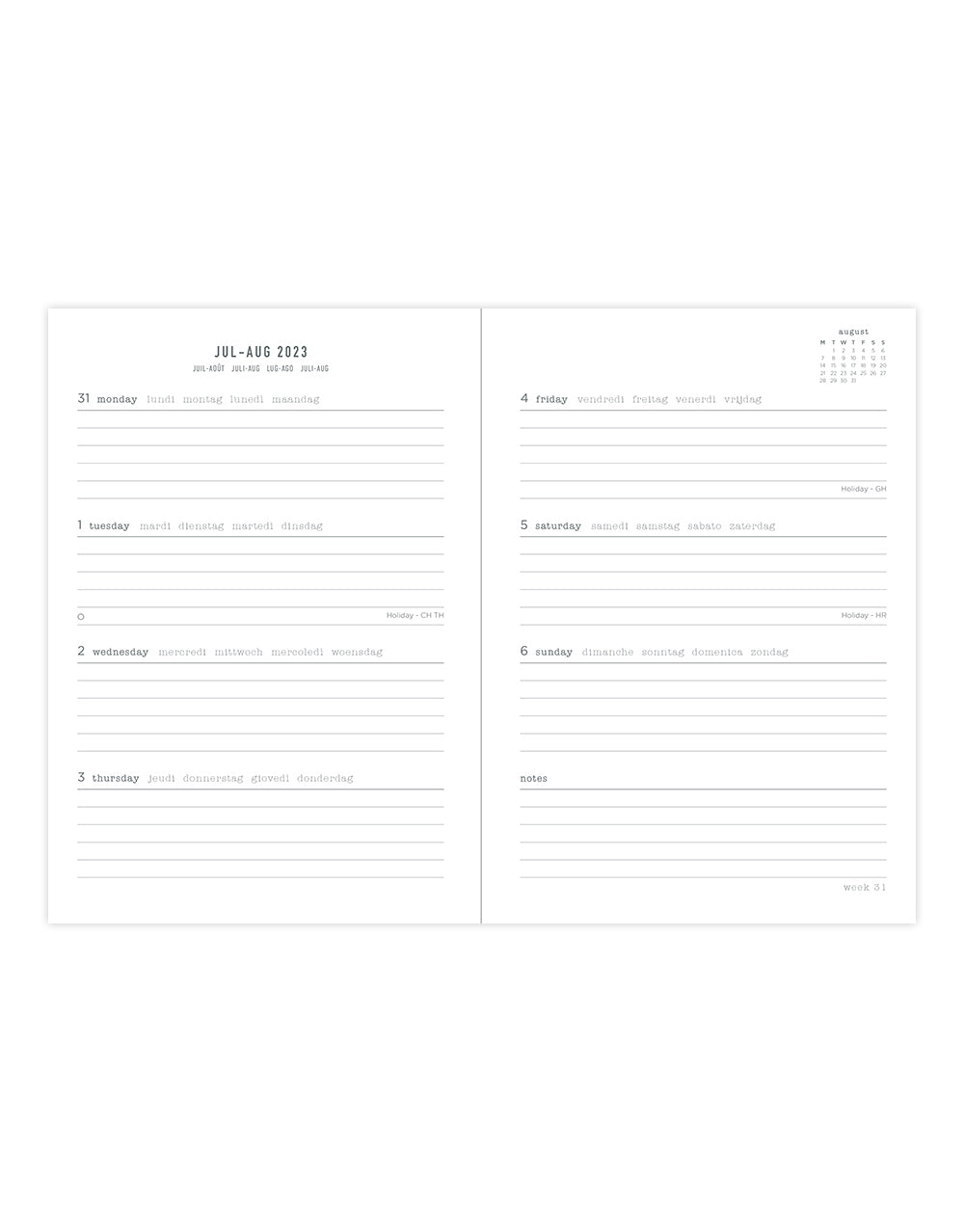 Joy A5 Week to View Planner 2023-2024 - Multilanguage - Teal - Letts of London#color_joy-teal
