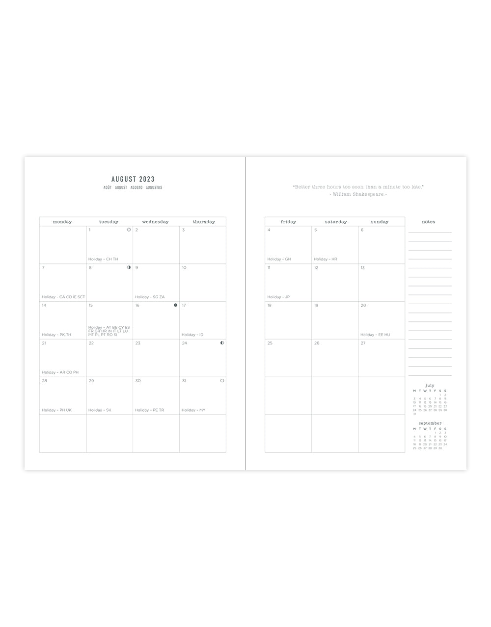 Conscious A5 Week to View Planner 2023-2024 - Multilanguage - Rosewater - Letts of London#color_rosewater