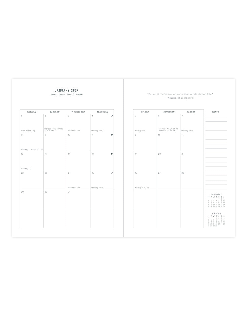 Inspire A5 Week to View Diary 2024 - Multilanguage#color_inspire-white