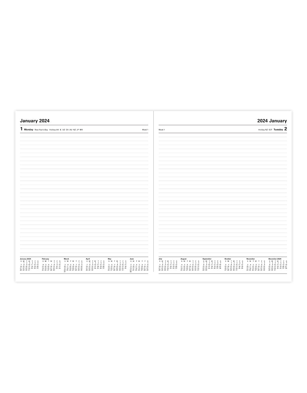 Standard Quarto Day to a Page Diary 2024 - English#color_red
