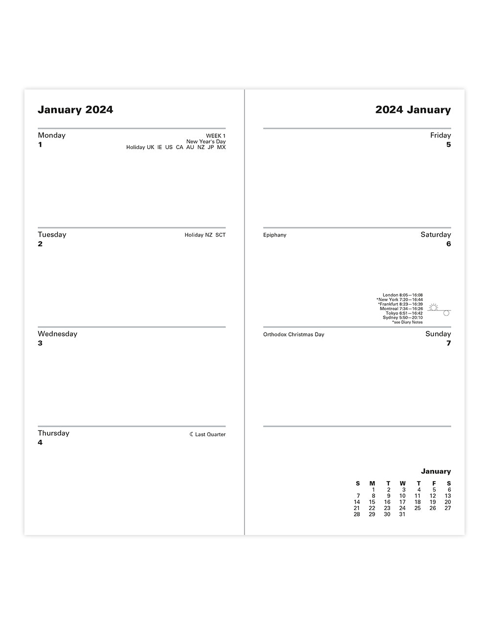 Classic Slim Week to View Diary with Appointments 2024 - English#color_black
