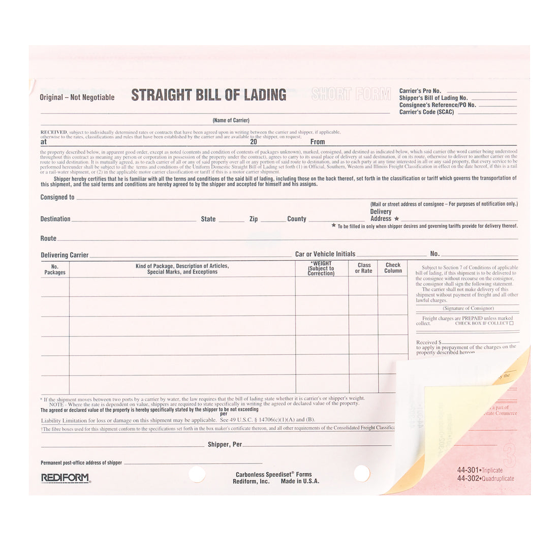 Bill of Lading Snap-A-Way 44301