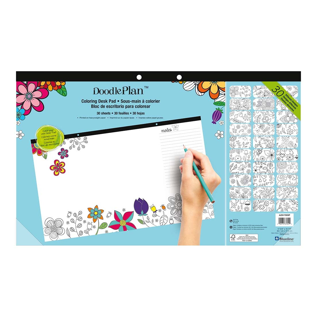 DoodlePlan™Coloring Desk Pad - Undated#color_garden