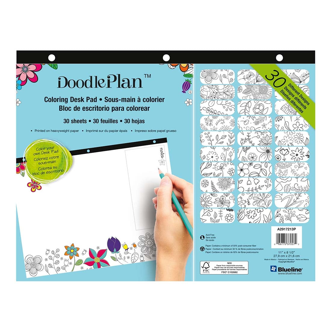 DoodlePlan™Coloring Desk Pad - Undated#color_garden